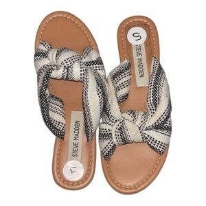 Steve Madden Black and White Sandals with Braided Straps